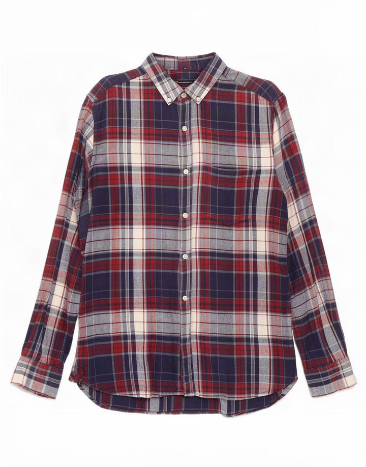 Camisa de franela para hombre de French Connection de algodón a cuadros en azul marino mediano