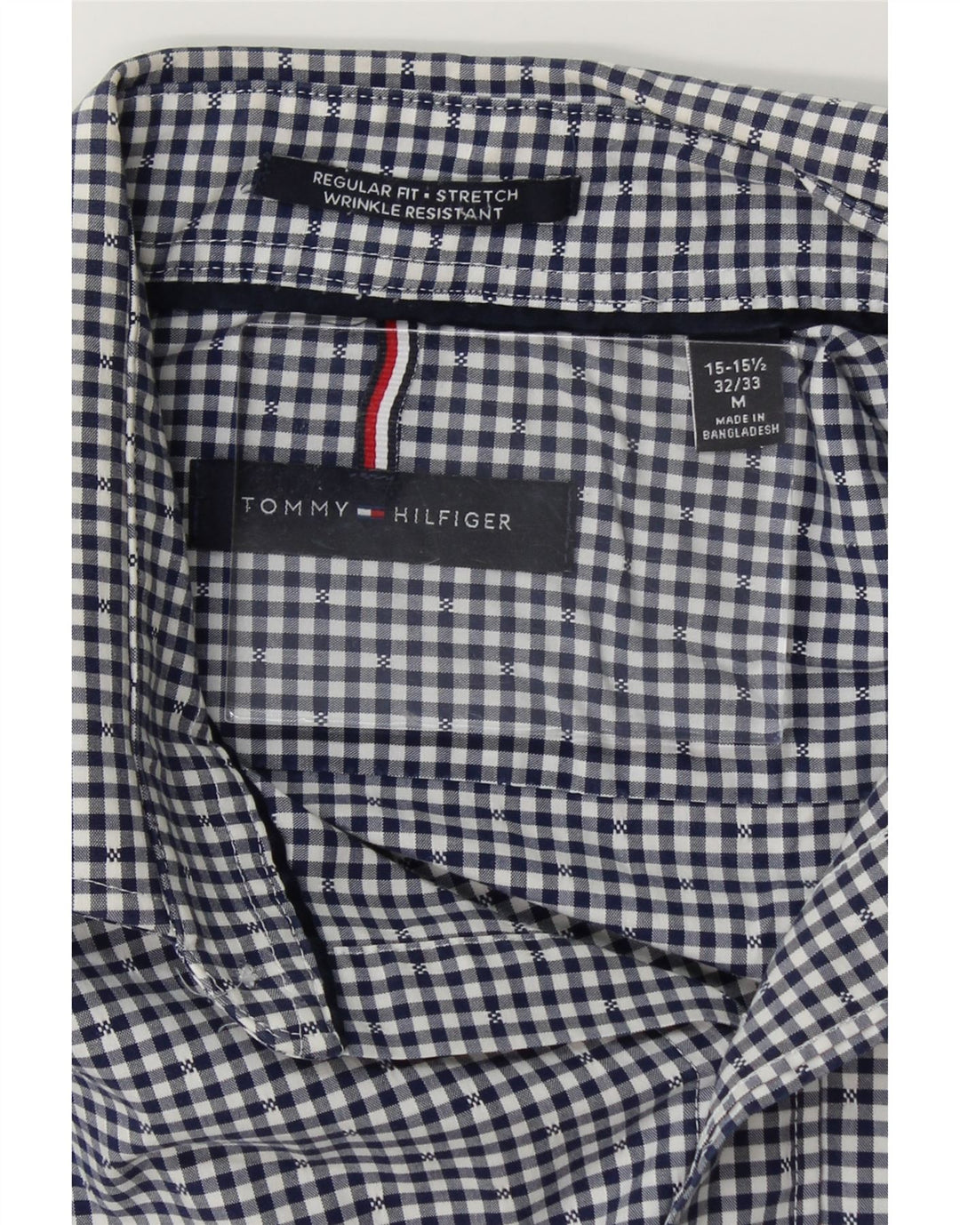 TOMMY HILFIGER Mens Regular Fit Shirt Size 15 1/2 Medium Navy Blue Gingham Vintage Tommy Hilfiger and Second-Hand Tommy Hilfiger from Messina Hembry 
