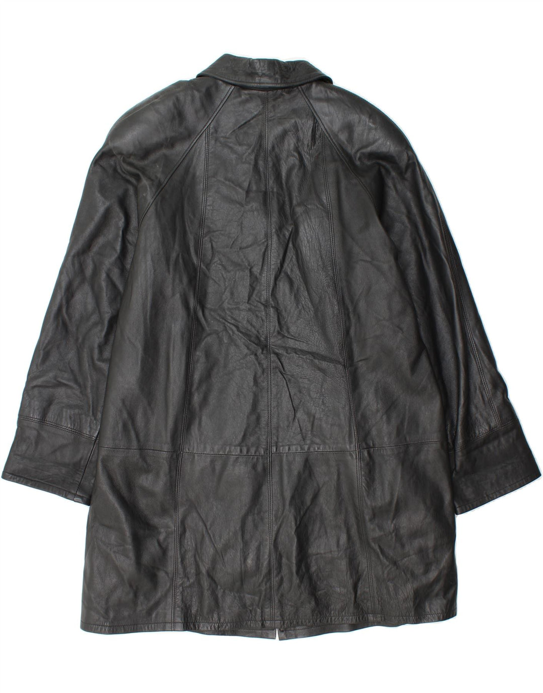 VINTAGE Womens Leather Coat UK 14 Medium Black Leather Vintage Vintage and Second-Hand Vintage from Messina Hembry 