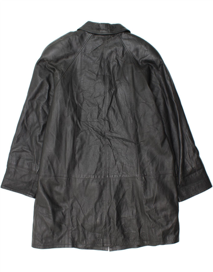 VINTAGE Womens Leather Coat UK 14 Medium Black Leather Vintage Vintage and Second-Hand Vintage from Messina Hembry 