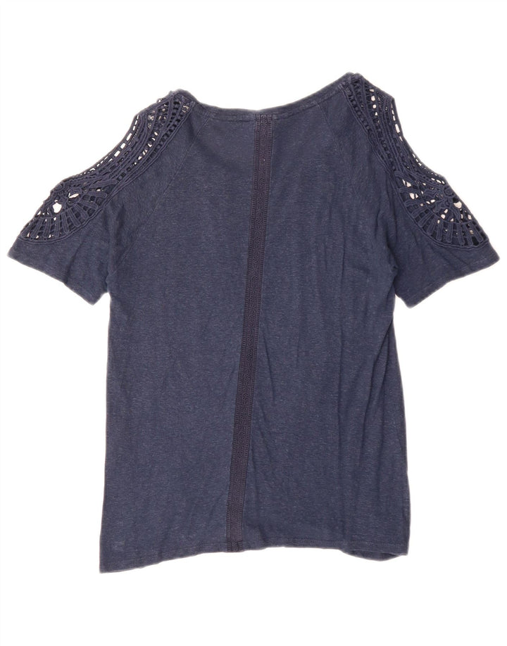 DESIGUAL Womens Blouse Top UK 12 Medium Navy Blue Floral