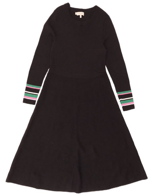 Hobbs Robe pull à manches longues pour femme UK 46 Grande laine mérinos rayée noire