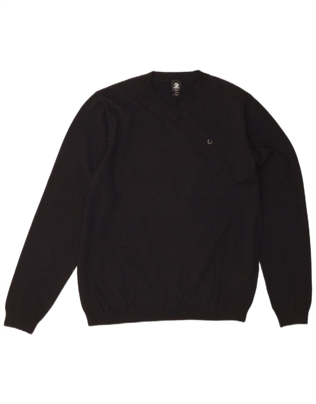 ADIDAS Mens V-Neck Jumper Sweater Medium Black