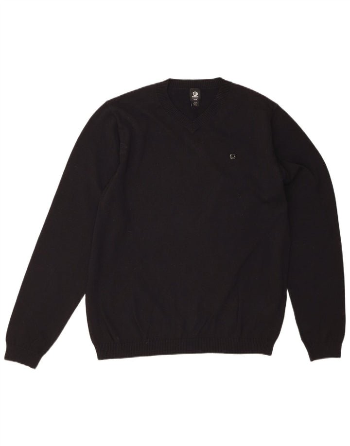 ADIDAS Mens V-Neck Jumper Sweater Medium Black