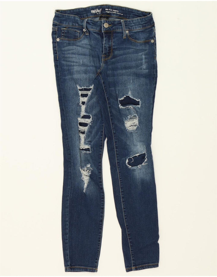 MOSSIMO Womens Mid Rise Distressed Jegging Jeans US 4 Small W27 L26 Blue Vintage Mossimo and Second-Hand Mossimo from Messina Hembry 