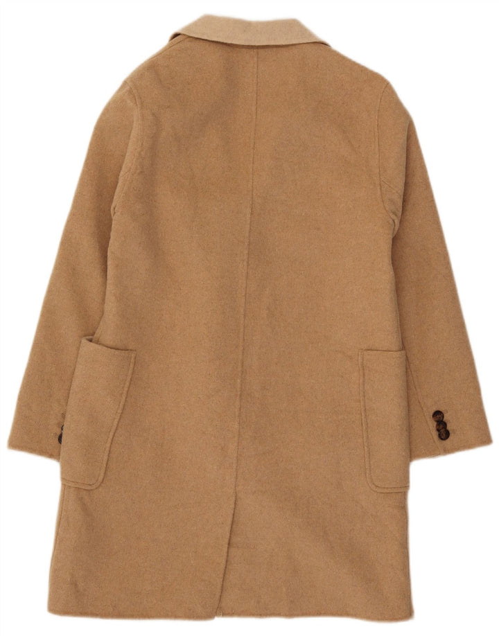 Zara Girls Double Breasted Coat 13-14 Years Beige Wool