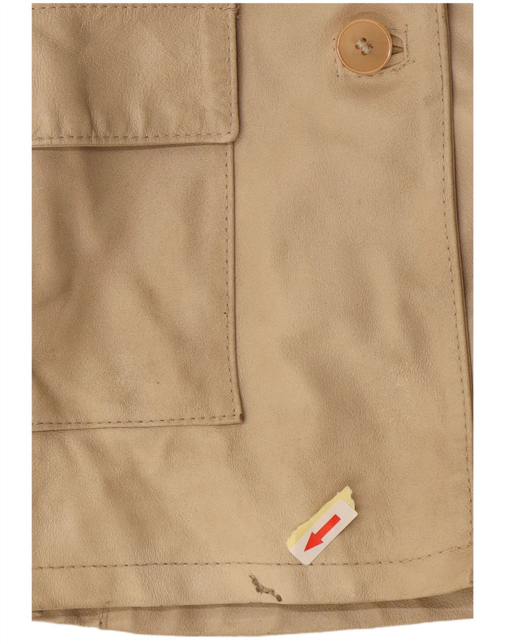 Viamaestra Veste en cuir pour femme UK 12 Cuir beige moyen