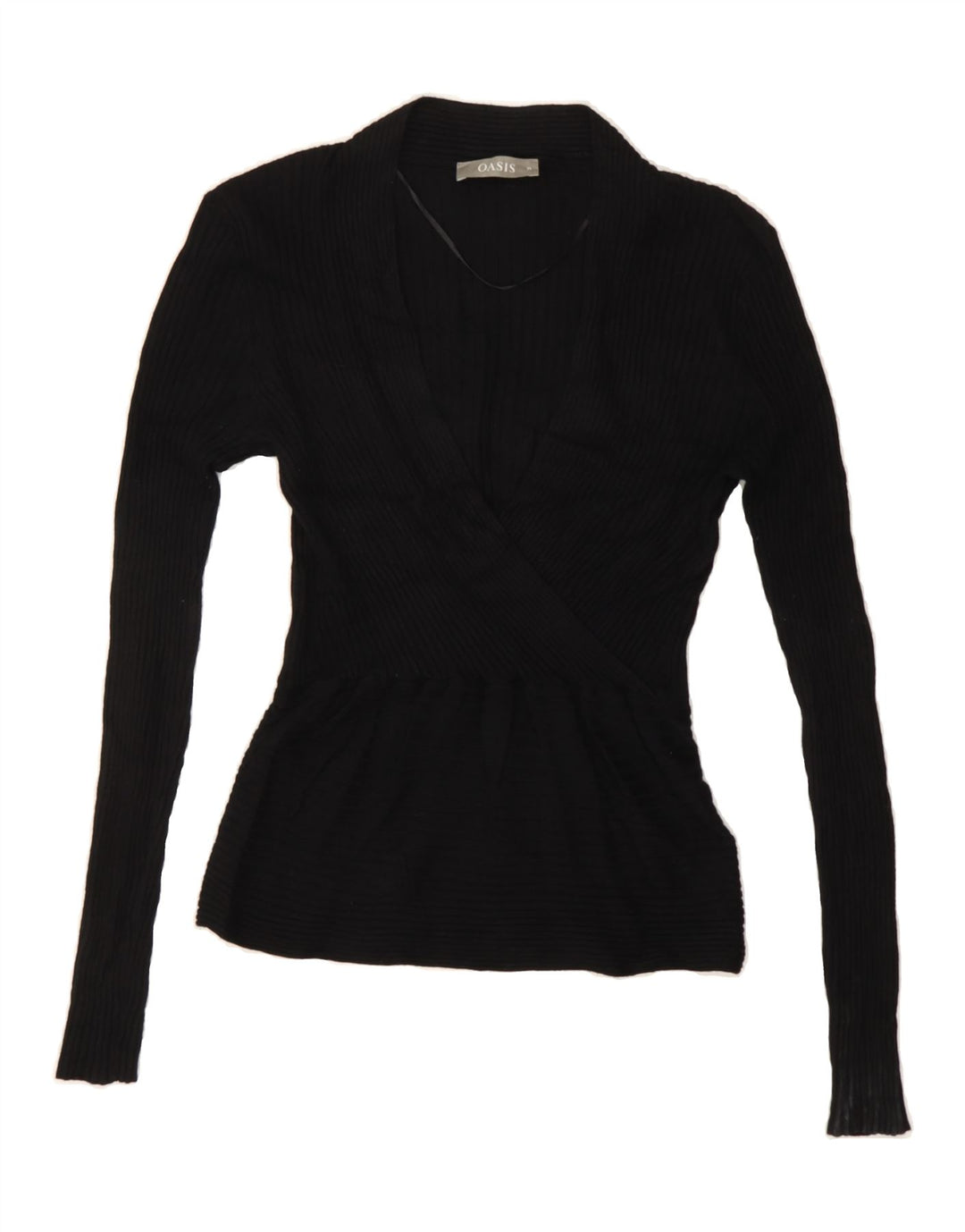 OASIS Womens V-Neck Jumper Sweater UK 12 Medium Black Viscose Vintage Oasis and Second-Hand Oasis from Messina Hembry 