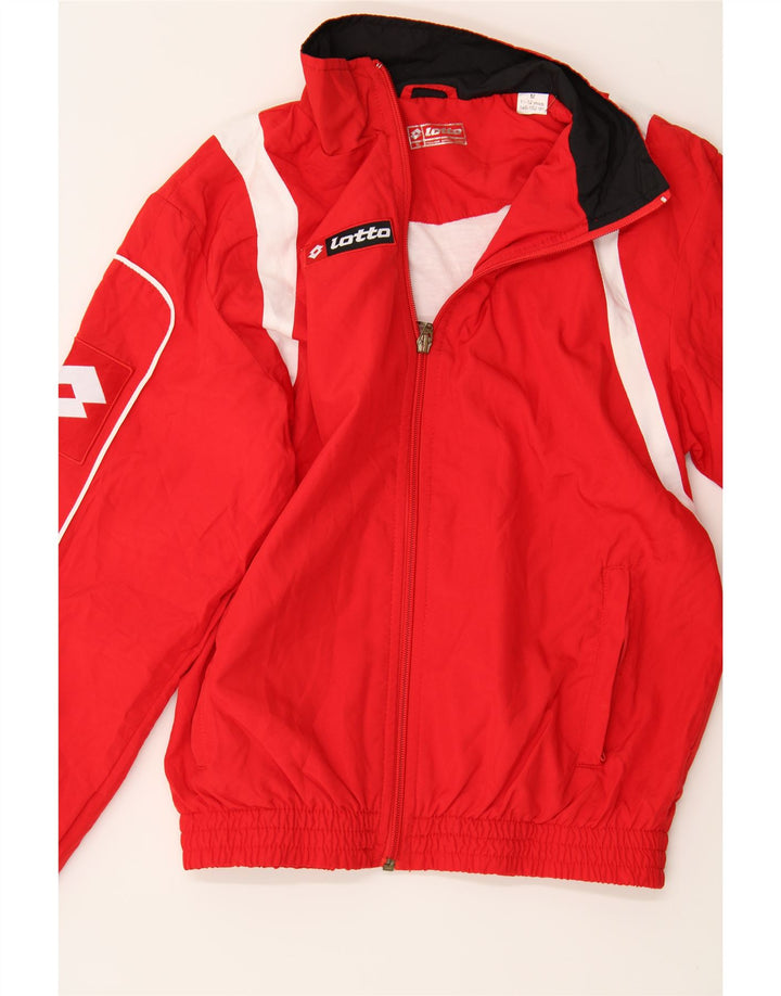 LOTTO Boys Graphic Tracksuit Top Jacket 11-12 Years Medium Red Colourblock Vintage Lotto and Second-Hand Lotto from Messina Hembry 