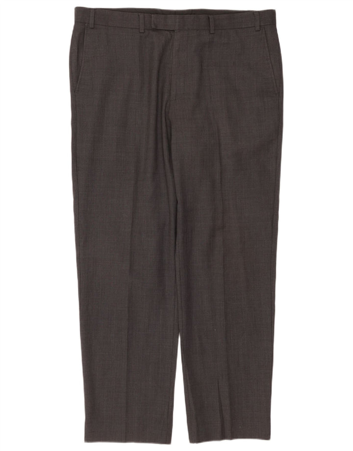 Marks & Spencer Mens Tapered Suit Trousers W38 L31 Grey Polyester