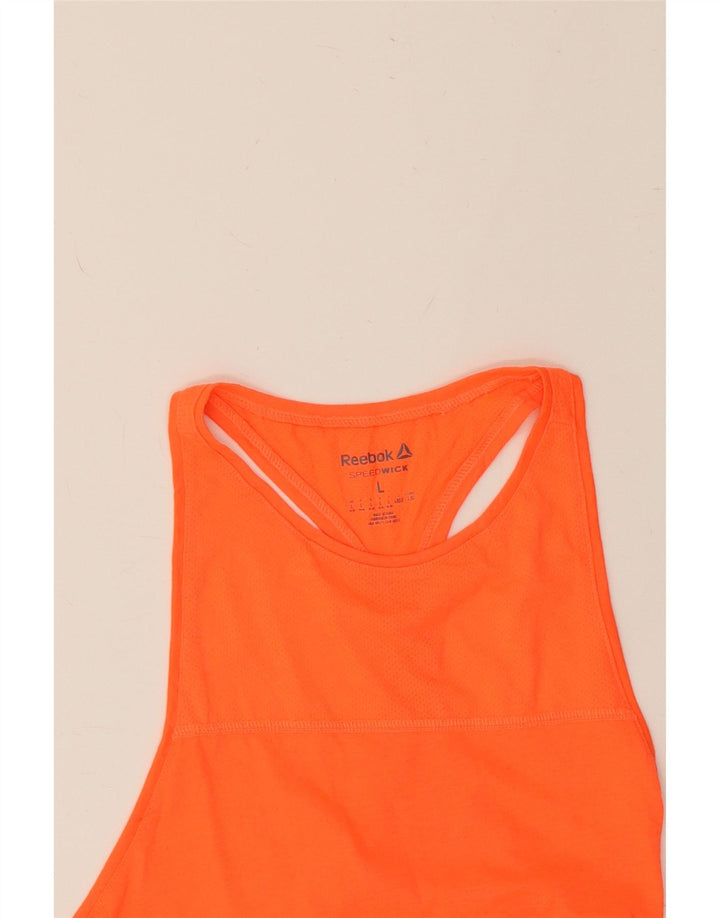 REEBOK Womens Vest Top UK 16 Large Orange Polyester Vintage Reebok and Second-Hand Reebok from Messina Hembry 