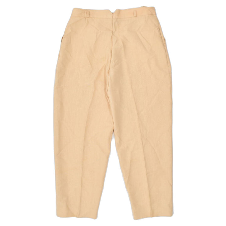 VINTAGE Womens Straight Casual Trousers IT 40 W26 L30 Khaki Polyester | Vintage | Thrift | Second-Hand | Used Clothing | Messina Hembry 