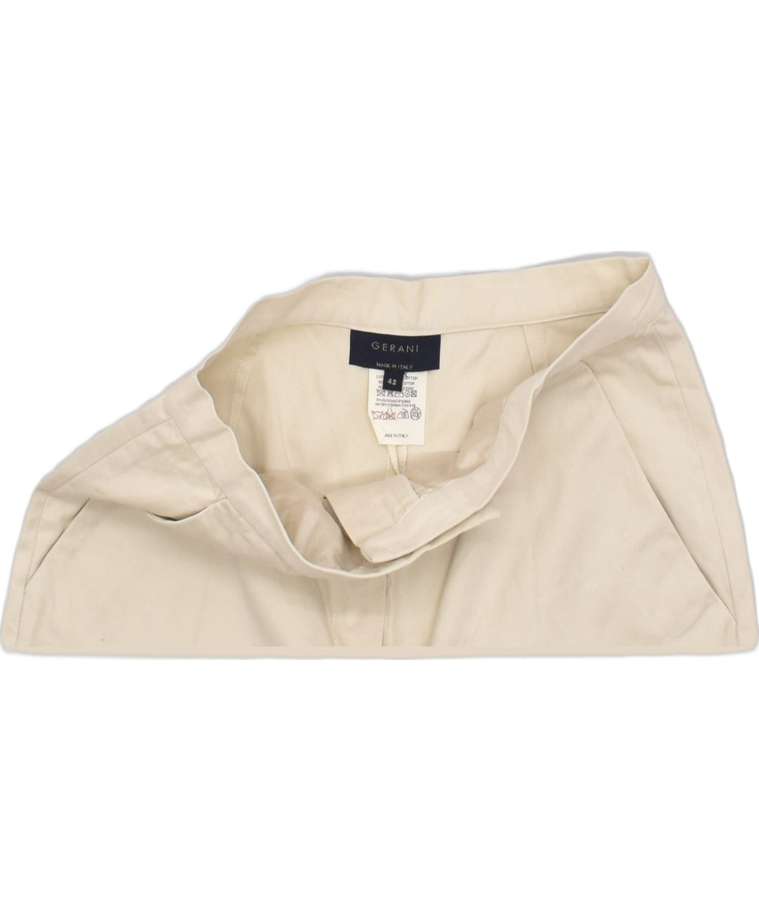 GERANI Womens High Waist Casual Trousers IT 42 Medium W26 L32 Beige Cotton | Vintage | Thrift | Second-Hand | Used Clothing | Messina Hembry 