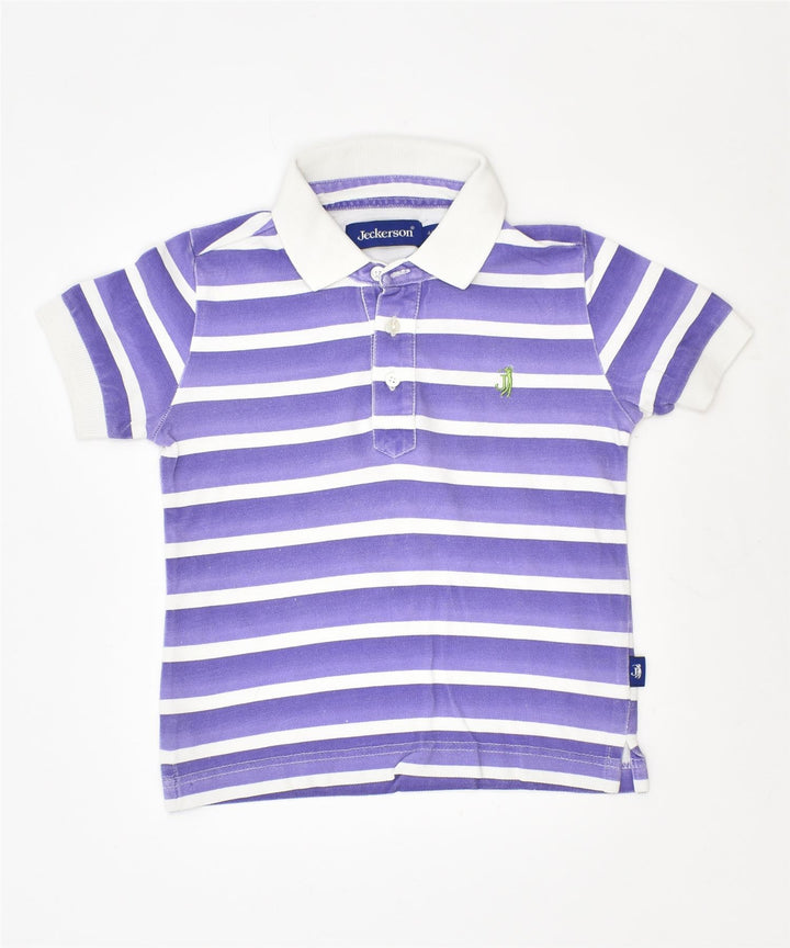JECKERSON Boys Polo Shirt 3-4 Years Purple Striped Cotton | Vintage | Thrift | Second-Hand | Used Clothing | Messina Hembry 
