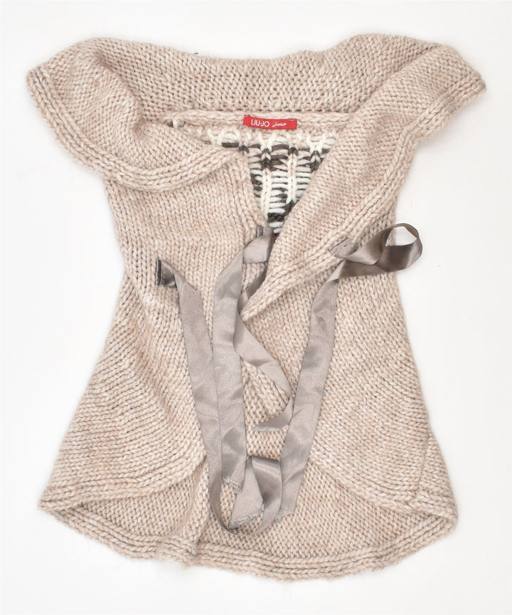 LIU JO Girls Sleeveless Cardigan Sweater 18-24 Months Beige Acrylic | Vintage | Thrift | Second-Hand | Used Clothing | Messina Hembry 