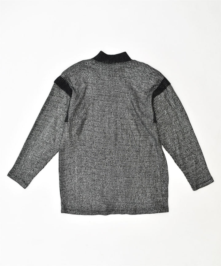 PROFONDO BLU Womens Turtle Neck Jumper Sweater UK 14 Medium Silver Acrylic | Vintage | Thrift | Second-Hand | Used Clothing | Messina Hembry 