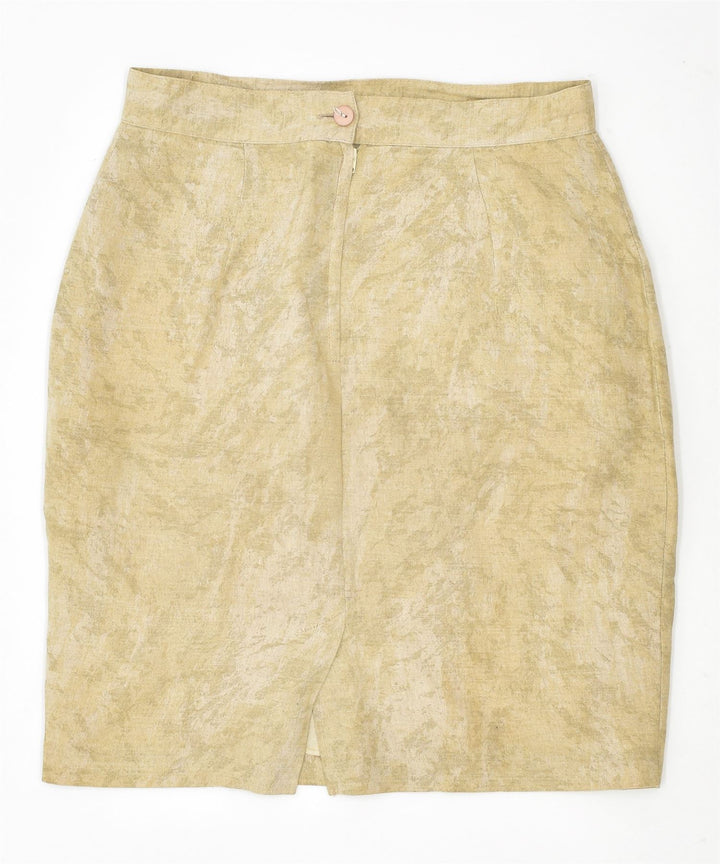 VINTAGE Womens Mini Skirt W26 Small Beige Linen | Vintage | Thrift | Second-Hand | Used Clothing | Messina Hembry 