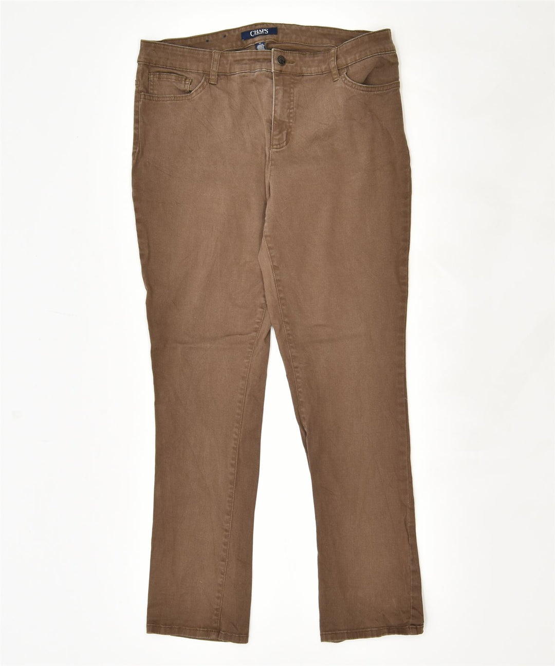 CHAPS Womens Slim Casual Trousers US 12 Large W34 L29 Brown Cotton | Vintage | Thrift | Second-Hand | Used Clothing | Messina Hembry 